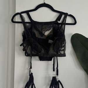 Thistle and Spire Black Lace Bra with Intricate Straps
